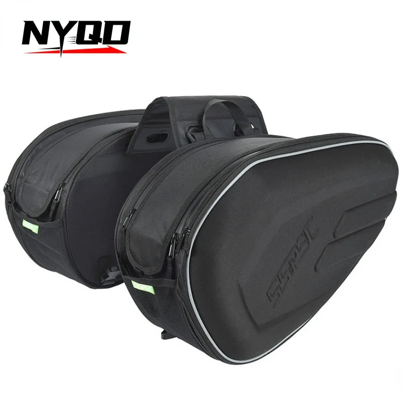 2 Pieces Motorcycle Side Bag Racing Rider Saddle Bag Motorcycle Riding Helmet Can Be Placed with Rain Cover