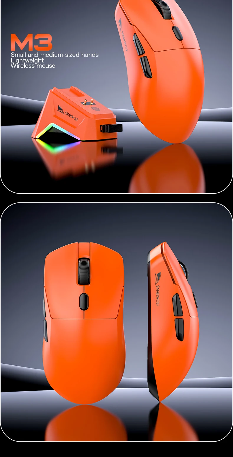 SMAILWOLF M3 PRO Kabellose Bluetooth-Maus mit drei Modi, E-Sport-Gaming-Maus für Laptop und Desktop, PAW3311, kabelgebunden, leicht, für FPS-Spiele – Detail 15