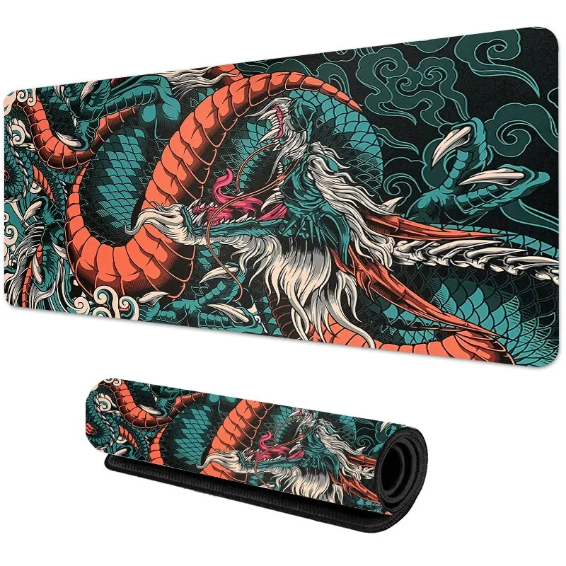 Alfombrilla de ratón grande de dragón japonés para juegos, teclado XXL, alfombrilla de ratón para jugadores en la mesa, alfombrilla de escritorio de velocidad, alfombrillas de ratón de Anime 900x400 700X300