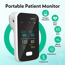 6 in 1 Handheld Patient Monitor Multi-parameter ECG HR NIBP SpO2 P TEMP Real Time Moniting with Bluetooth APP for Android iOS