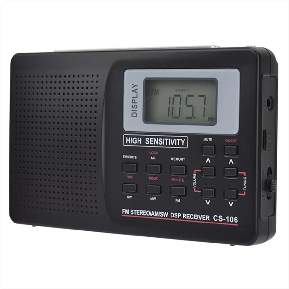 Goodprice Mini Radio FM/AM/SW/LW/TV Sound Full Band Receiver Pocket Portable Alarm Clock Stereo Radio with 3.5mm Earphone