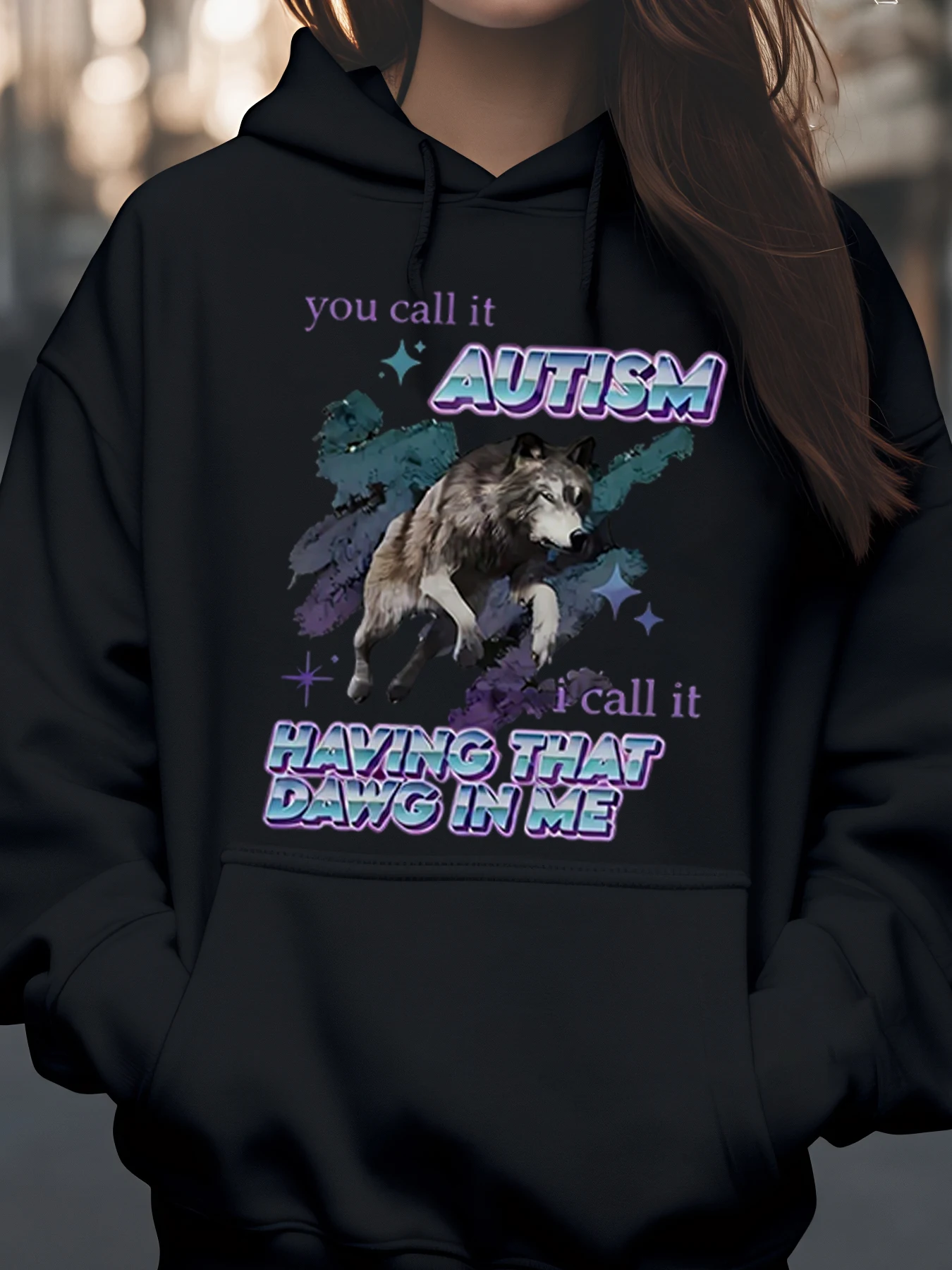 سترة بقلنسوة للتوعية بالتوحد من الذئب للأفراد المصابين بالتوحد، ملابس يومية للجنسين