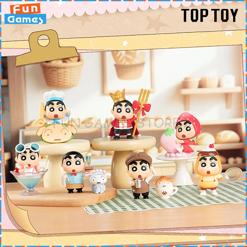 

New TOPTOY Blind Box Crayon Shin-chan Tasty Kasugabe Mystery Box Anime Figure Custom Kawaii Collectible Toy Ornament Boy Gift
