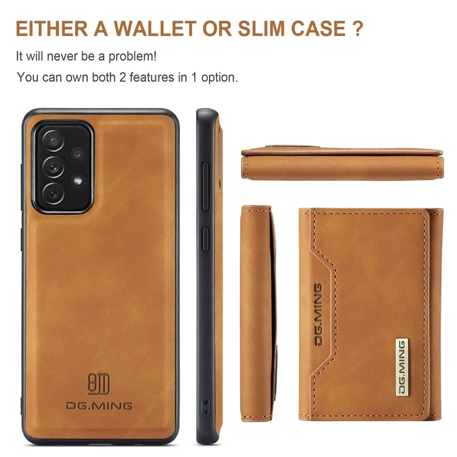 

Original Luxury Leather Case for Samsung Galaxy A23, A33, A53, A73 5G, Removable Back Cover, Retro Wallet