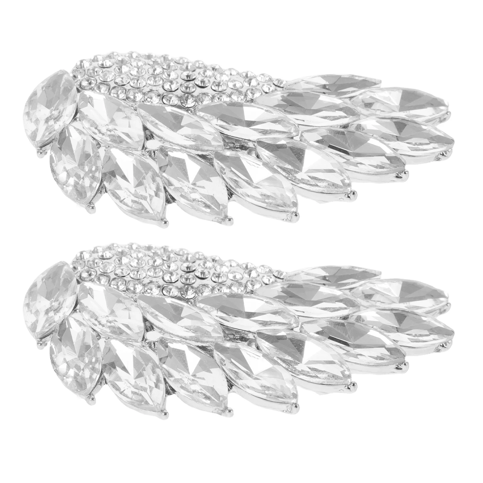 

2 Pcs Clothes Pins Wing Shoe Buckle Applique Patches Rhinestone Swan Hooks with Clips Silver Pearl Flower Bride