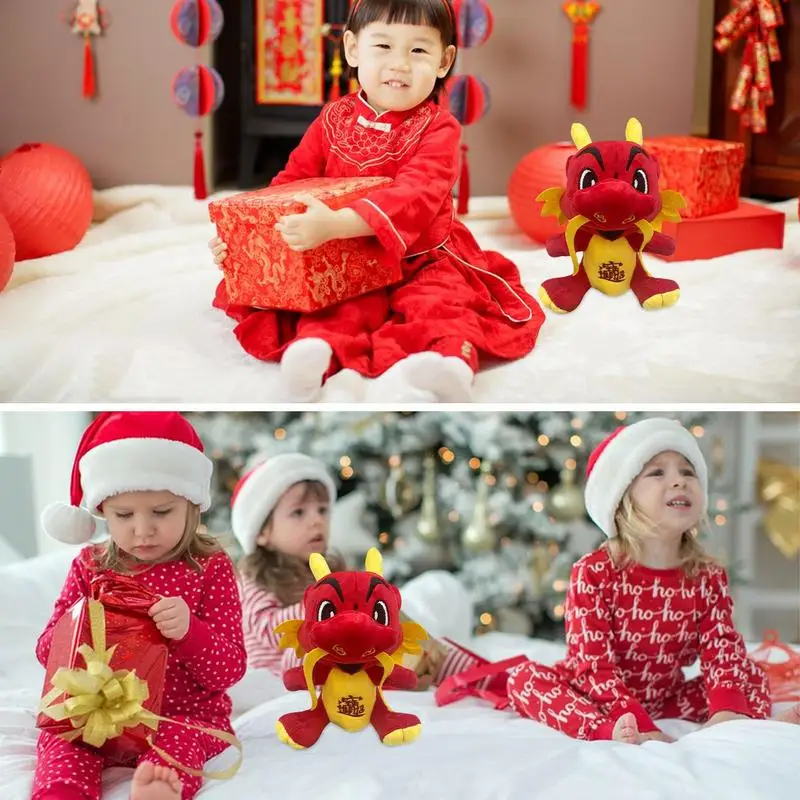 Jouet en peluche dragon chinois réaliste pour enfants, peluche douce et confortable, jouet au beurre, cadeau d'anniversaire et de Noël