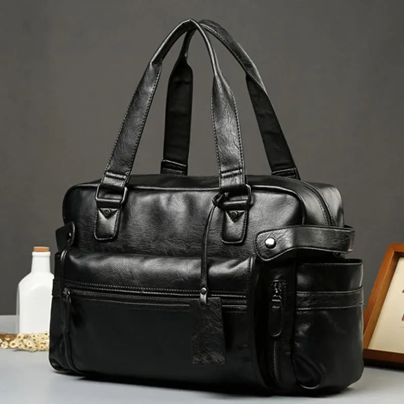 

New Handbag Men Top-Handle Bags Luxury Fashion Crossbody Bag Large Capacity Men's HandbagsTravel Totes Bag PU Leather Briefcase