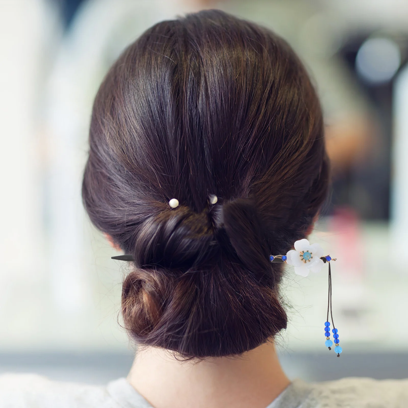 

4Pcs Chinese Hairpins Tassel Elegant Traditional Style Hanfu Accessory Longlasting Versatile Use Chinese Hair Clip Flower