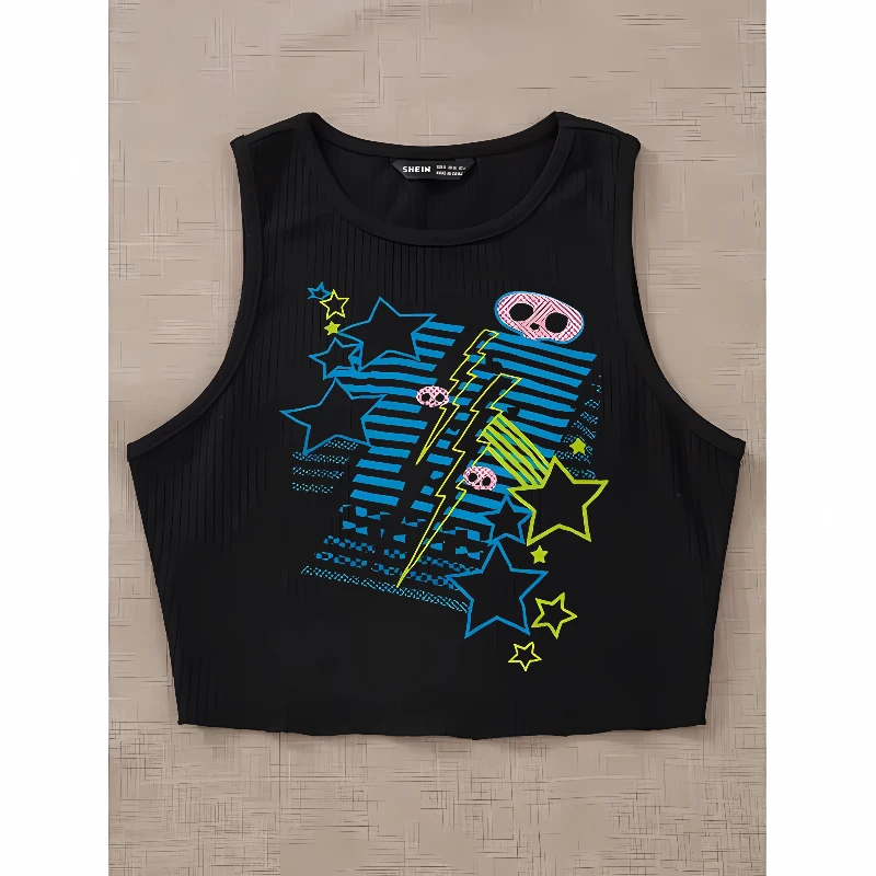 2000S Retro Women Letter Printed Aesthetic Cute Garbage T-shirt Y2K Gothic Emo Girl Crop Exposed Punk Street Decoration T-shirt