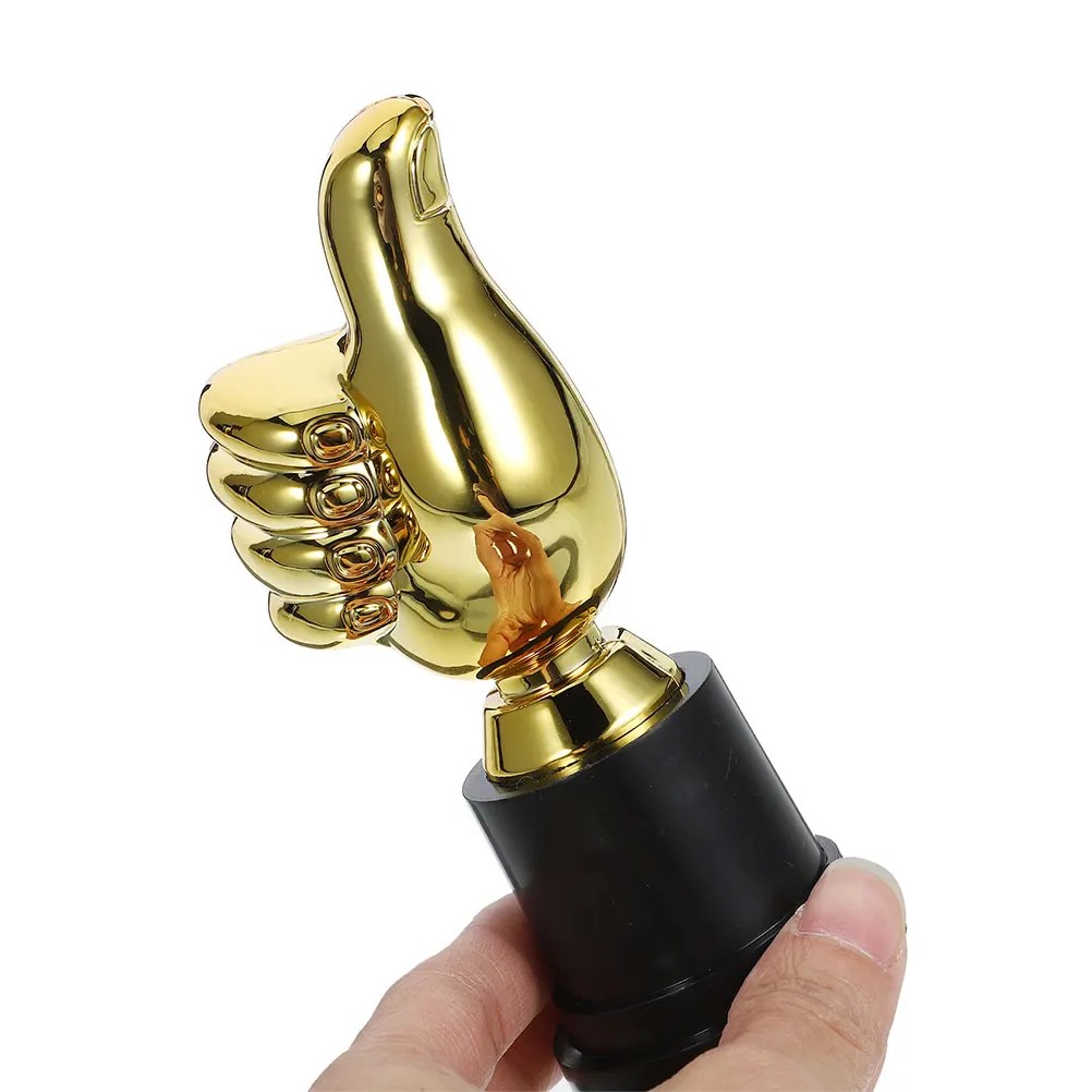 

4pcs Thumb Up Trophy Golden Award Cup Mini Trophies for Kids Party Employee Recognition Soccer Football Prize