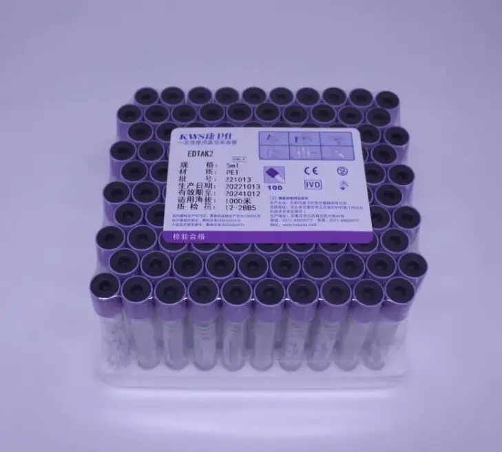 Imagem -01 - Tubo Descartável Estéril de Coleta de Sangue a Vácuo Plástico Edta k2 Laboratório Hospitalar Material Didático 2ml 5ml 10ml 100 Pcs tubo descartavel esteril de coleta de sangue a vacuo plastico edta k2 laboratorio hospitalar material didatico 2ml 5ml 10ml 100 pcs 01