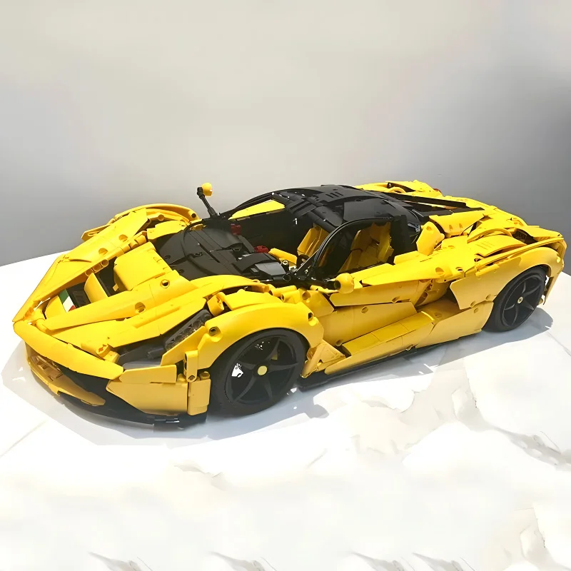 MOC C61505 Technical Yellow Super City Racing Car Hypercar Model Building Blocks Educational Puzzle Toy Birthday Gifts For Kids