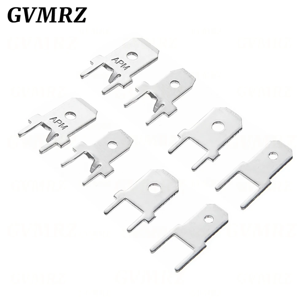 100PCS/lot  4.8mm 6.3mm PCB Spade Terminal Connector Cold Press Tab Solder Lug Male Crimp Terminal Plate for Circuit Board