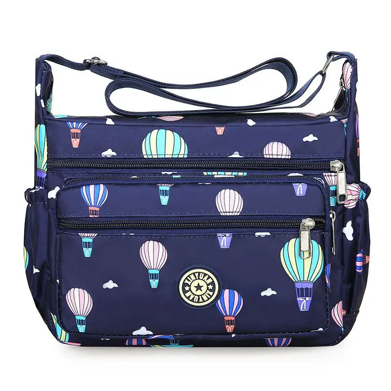 2023 New Crossbody Large Bag Casua Middle-Aged Ladies Mom Bag Lightweight Large Capacity Printed Nylon Cloth Bag Women Bag