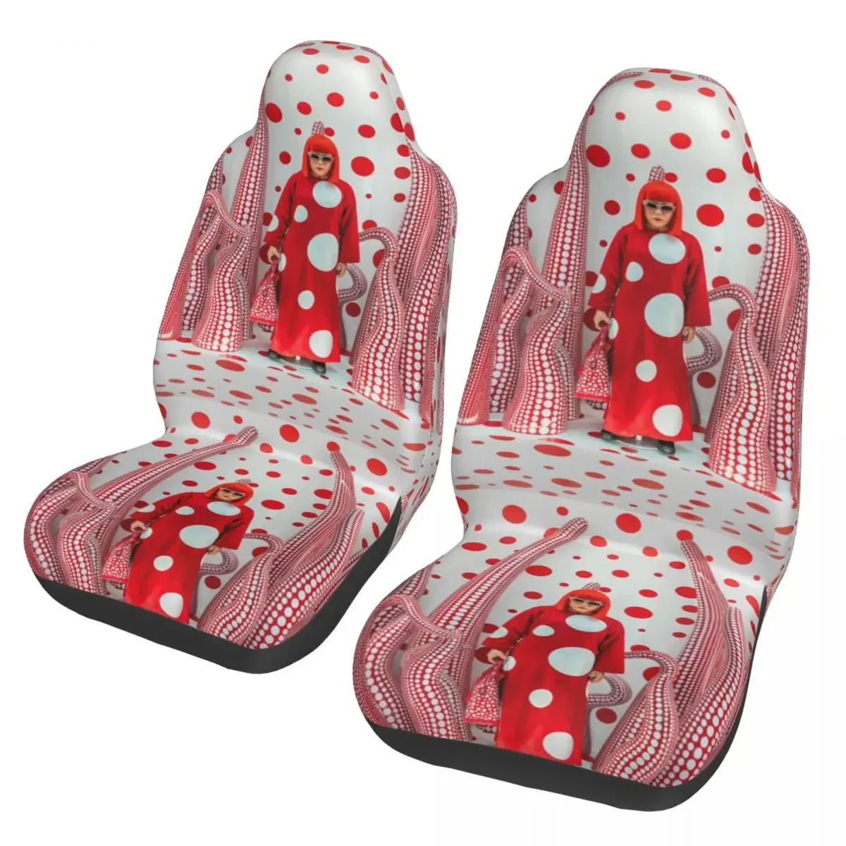 3D Print Yayoi Kusama Car Seat Covers Universal Fit for Any Car Truck Van RV SUV Abstract Art Bucket Seat Protector Covers Women