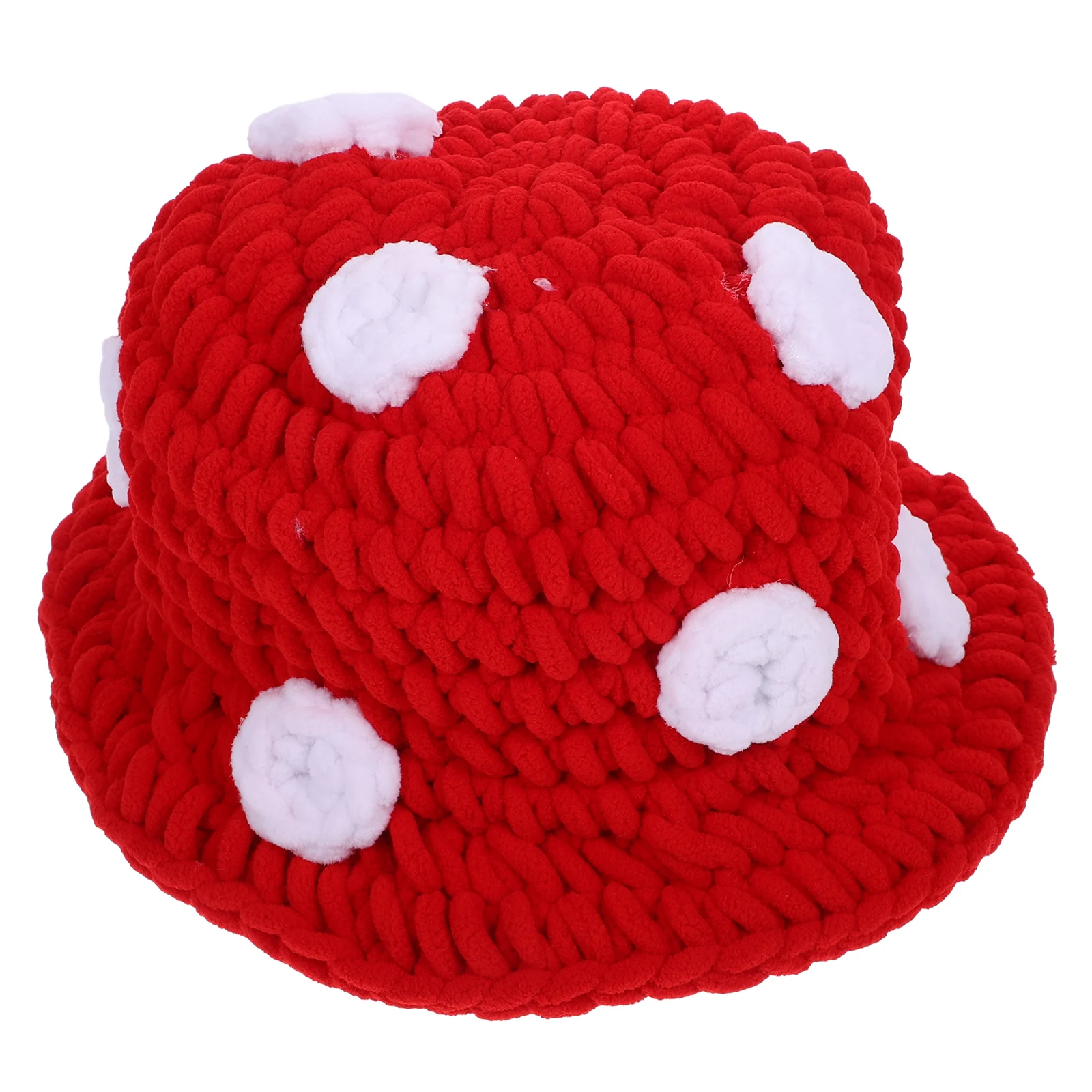 

1pc Mushroom Hat Novelty Cap for Adult Women Men Red Cosplay Party Hats Bucket Knitted Wool Warm Winter Photo Stage