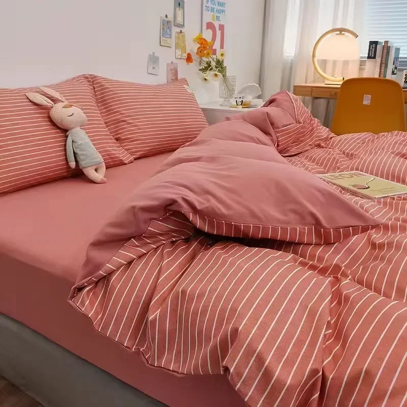 

Набор простыней из четырех предметов, наборы пододеяльников, мягкие, приятные для кожи простыни из промытого хлопка, простыни для студенческого общежития, пододеяльники D