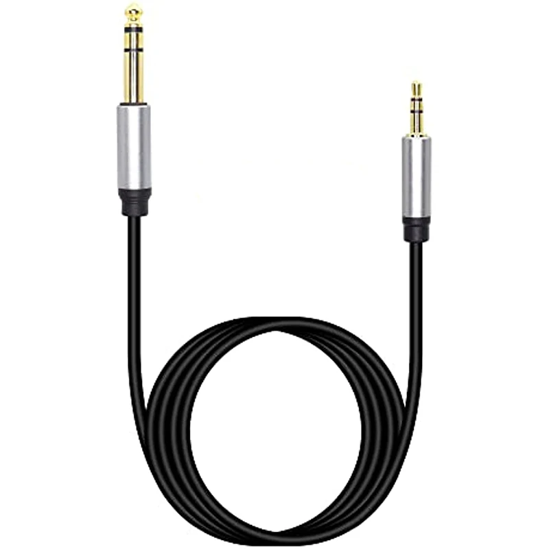 3.5mm 1/8" Male TRS to 6.35mm 1/4" Male TRS Stereo Audio Cable for CellPhone Amplifiers, Gold-Plated Terminal Zinc Alloy Shell