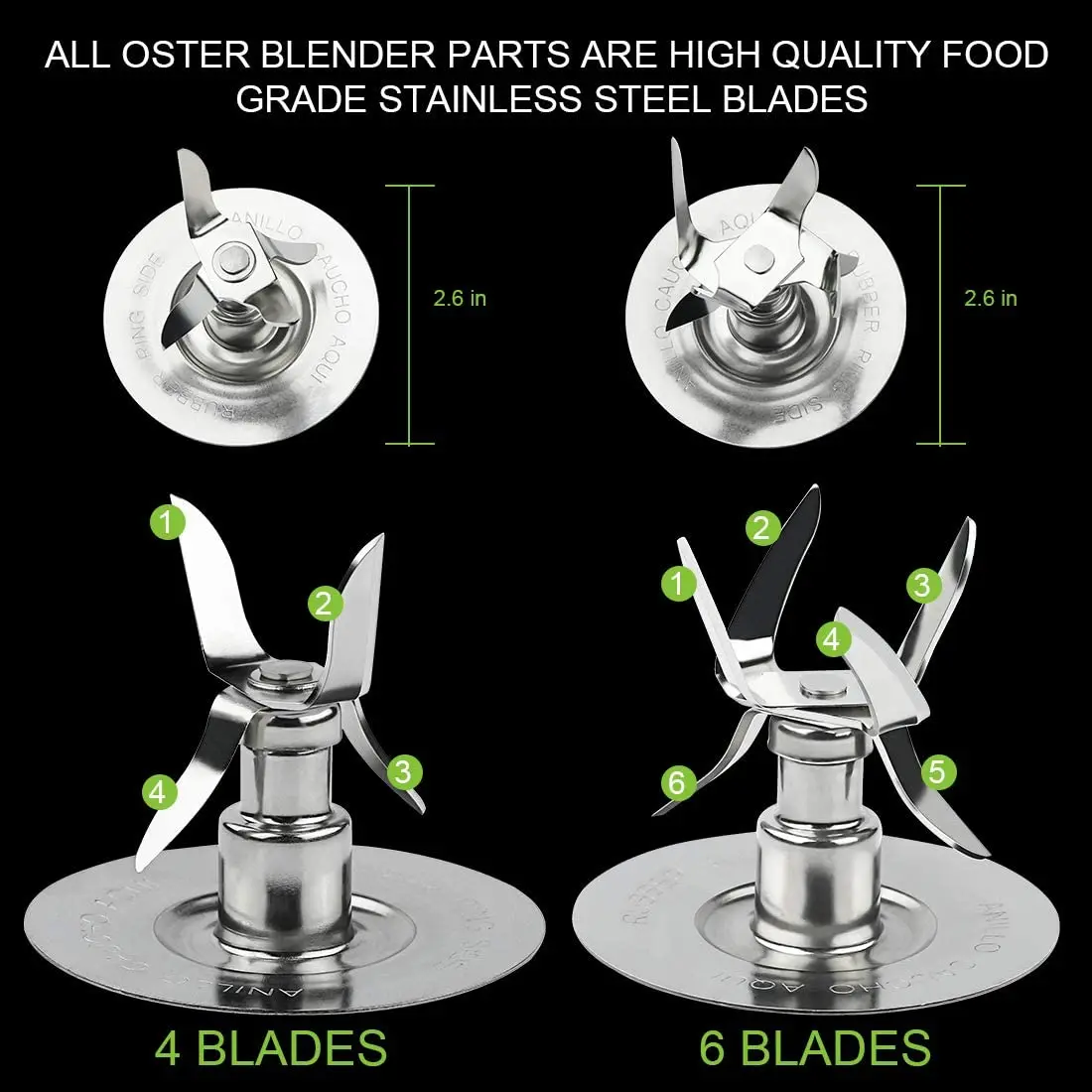 Replacement Parts for Oster & Osterizer Blender Ice Blades 4980 4961 Gasket Coupling Stud Slinger