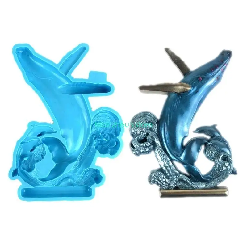 E15E Gypsum Three-dimensional Dolphin Ornaments Pendant Silicone Mold