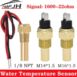 AD Universal 12V/24V Water Temperature Temp Sensor Sender 1600-22 ohm 1/8NPT M14X1.5 M16X1.5 For Car Truck Water Temp Gauge