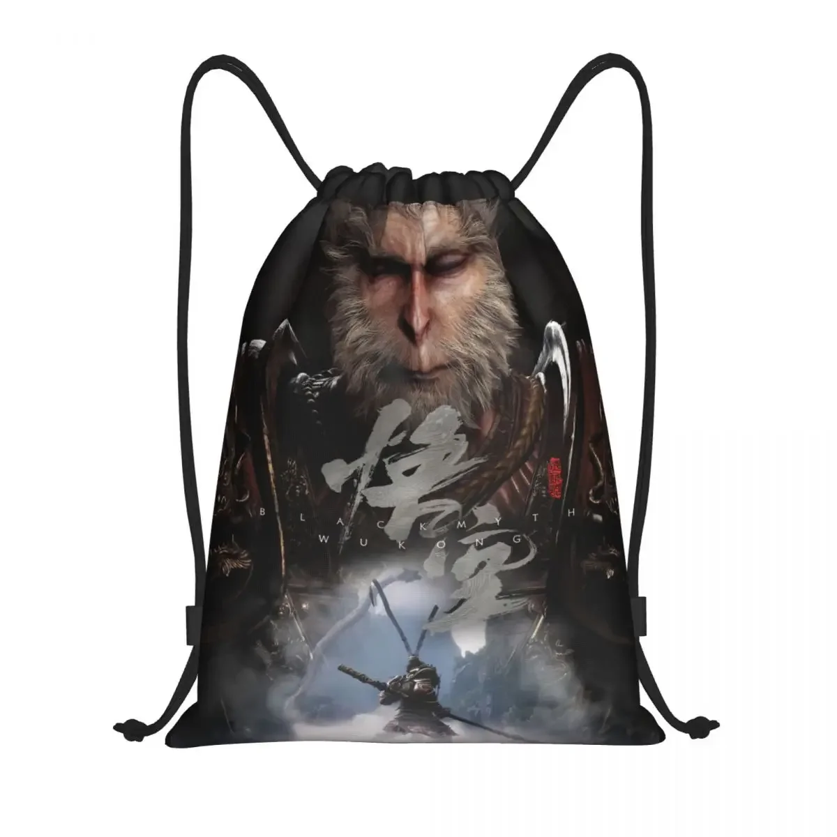 Custom Monkey King Wukong Myth And Folklore Drawstring Bag Portable Sports Gym Sackpack Video Game Lover Training Backpacks