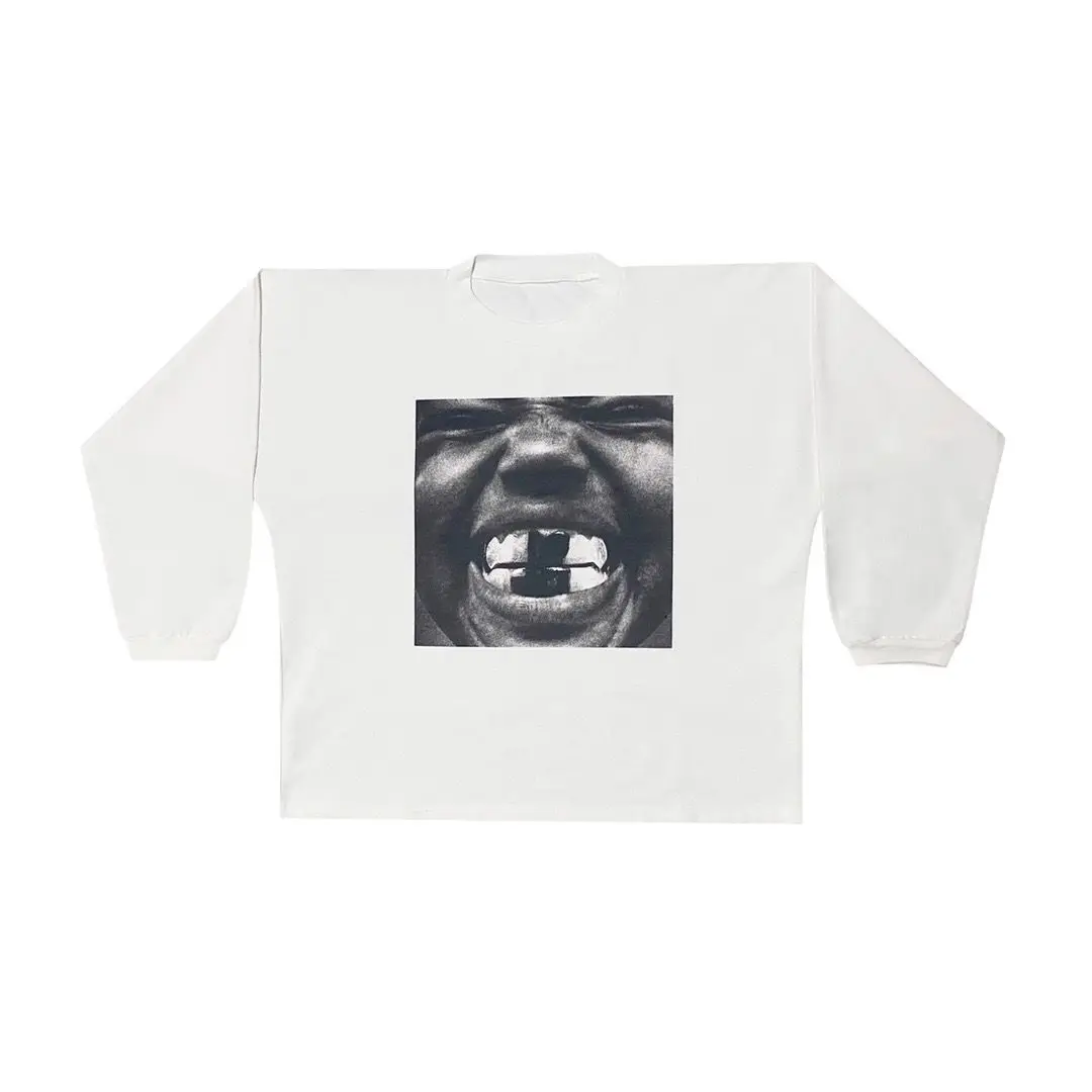 

Футболка Kanye Bully Concert Album с длинным рукавом, свободного кроя, в американском стиле, дышащая, приятная для кожи, с круглым вырезом