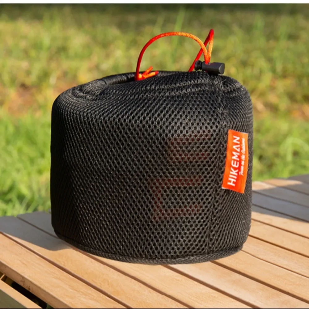 Portable Set Pot Storage Bag Mesh Fabric Ultra Light Tableware Bag Breathable Drawstring Buckle Bundle Mouth Handbag Camping