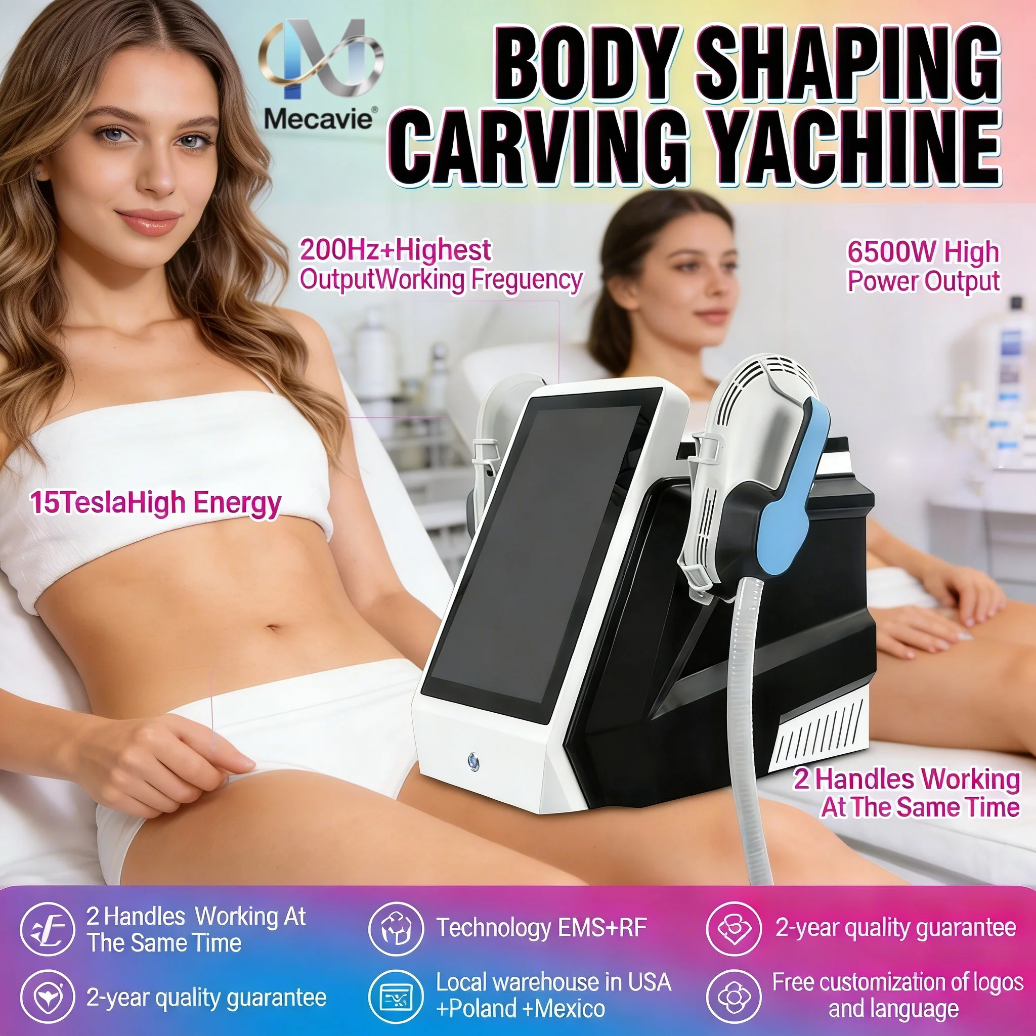 

НОВИНКА 2026: Многофункциональный аппарат MECAVIE с 2 магнитными рукоятками для похудения, коррекции фигуры, удаления жира и стимуляции мышц (EMS)