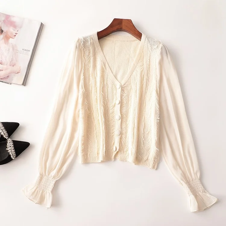 Spring ort V-Ne Long Sve Sweater 2443 Women's Faion Casual Knitwear for Ladies