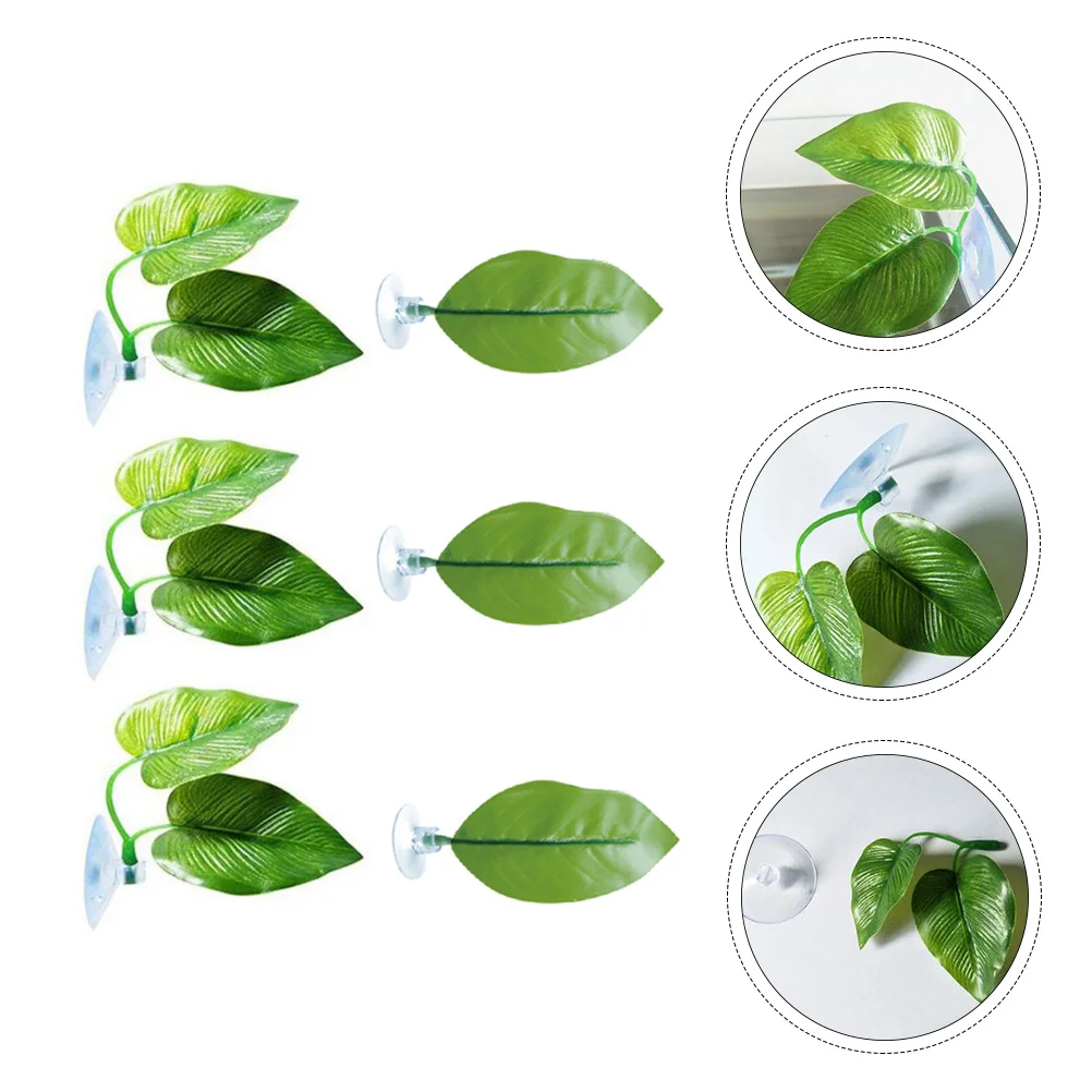 

6pcs Simulation Leaves Artificial Aquarium Plant Decor For Fish Tank Plastic Suction Mount Landscape Environmental Protection