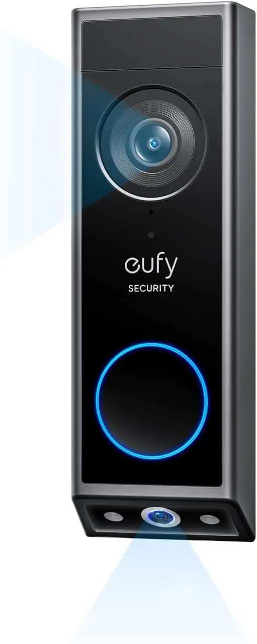 2K Dual Camera Wireless Doorbell with Full View, Color Night Vision, AI Detection & Two-Way Talk, No Subscription Needed