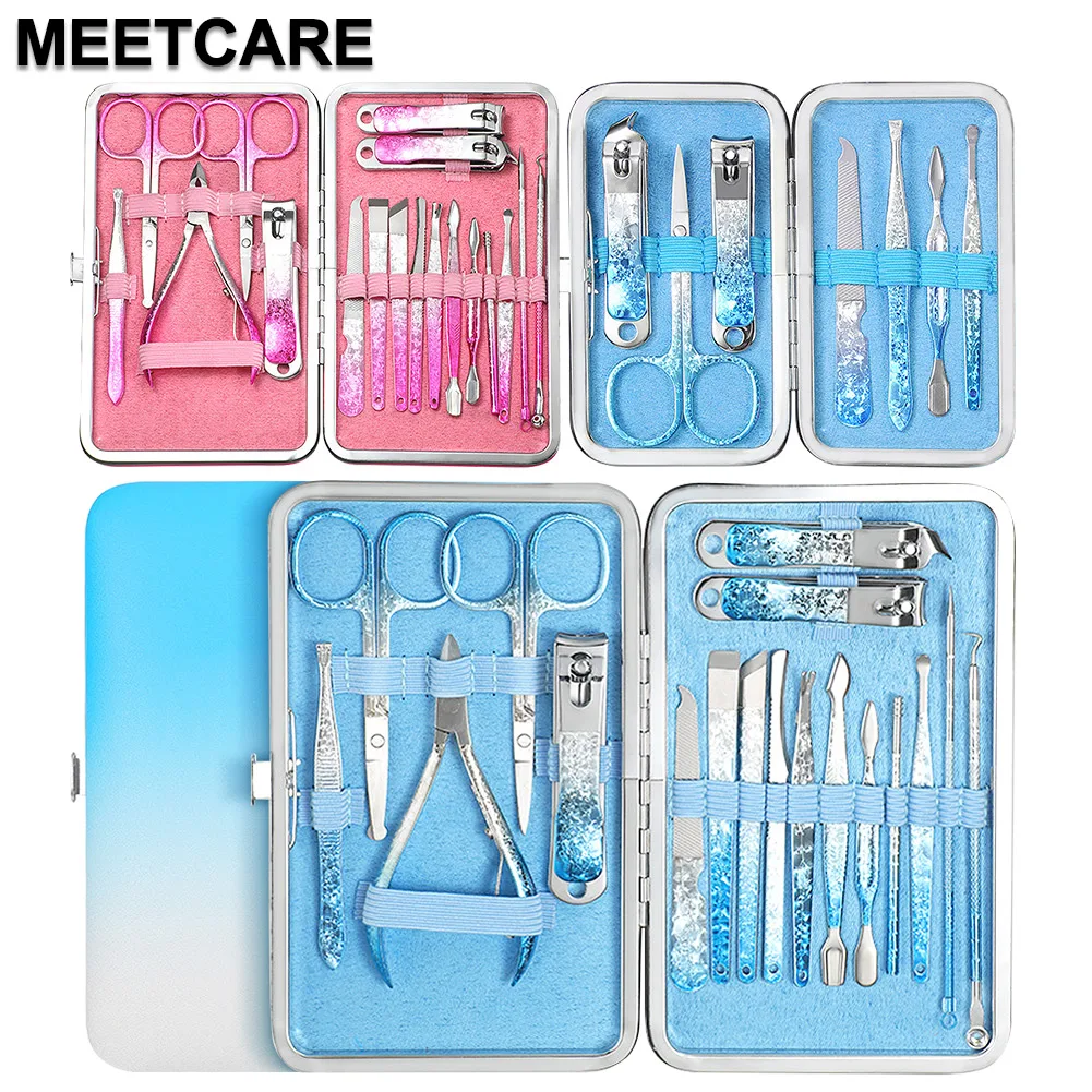 

Professional Manicure Set Kit Colorful Nail Clippers Of Pedicure Tool Stainless Steel Eyebrow Tweezers Nail Trimmer Sets Scissor