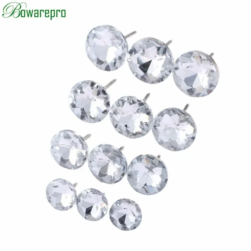 10pcs Diamond Pattern Crystal Upholstery Nails Button Tacks Studs Pins Dia Sofa Wall Decor Furniture Accessory Glass 18/20/22MM