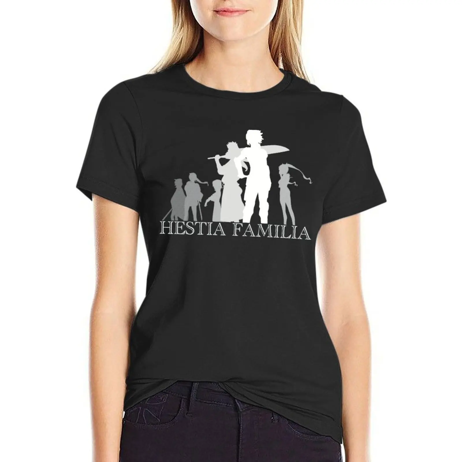 silhouette design of familia hestia members from anime danmachi or is it wrong to pick up girl in dungeon drawn in pop a T-Shirt