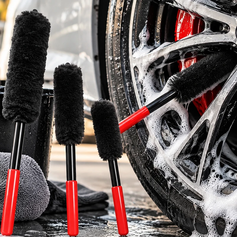Car Wheel Bendable Detailing Brush Soft Plush Woolies Auto Rim Tire Cleaning Brush For Car Motorcycle Wheel Washing Tools
