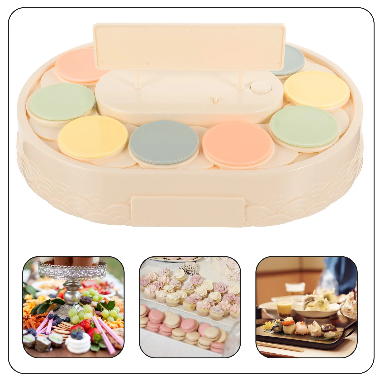 

Automatic Rotating Holder Dessert Display Stand For Party Wedding Decor Plastic No Smell Multi Function Convenient
