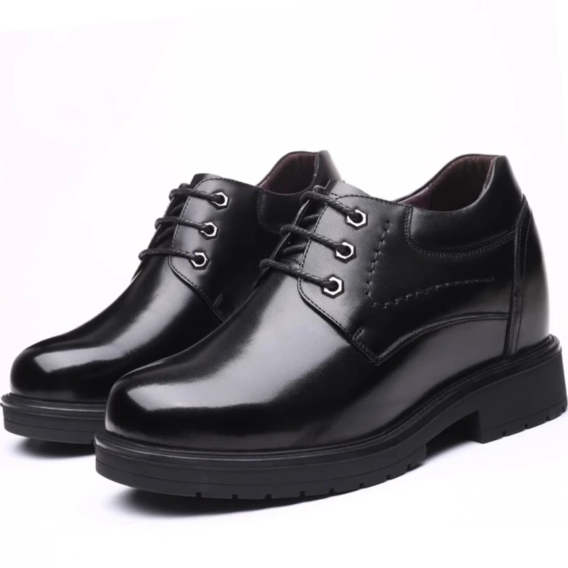 High-end Derby Shoes for Men's Height Increase 10cm Genuine Leather Casual Thick Platform Dress Shoes Comfortable Elevator Shoes