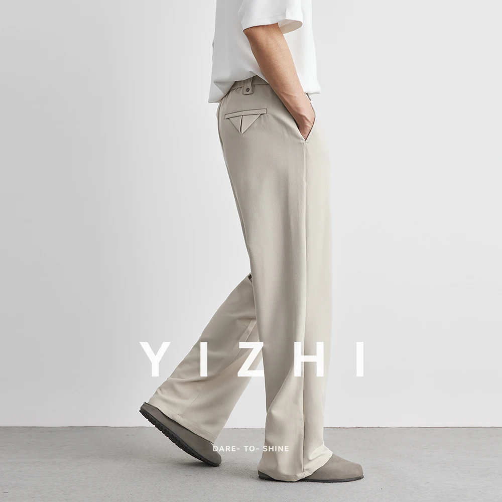 Men's Fashion Tencel Casual Pants 2025 Summer New Vertical Straight Pants Outdoor Sports Loose Wide Leg Pants Mopping Pants Men