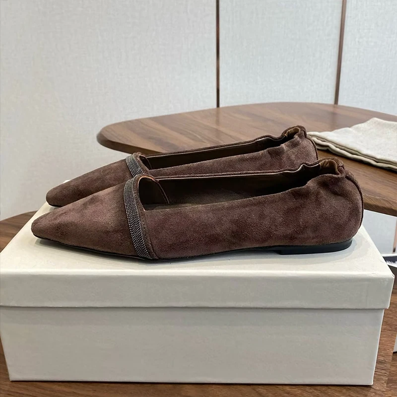 String Bead Decor Shallow Mouth Mary Jane Shoes Women's Square Toe Flat Bottom Lazy Loafers Spring Autumn Retro Single Shoes