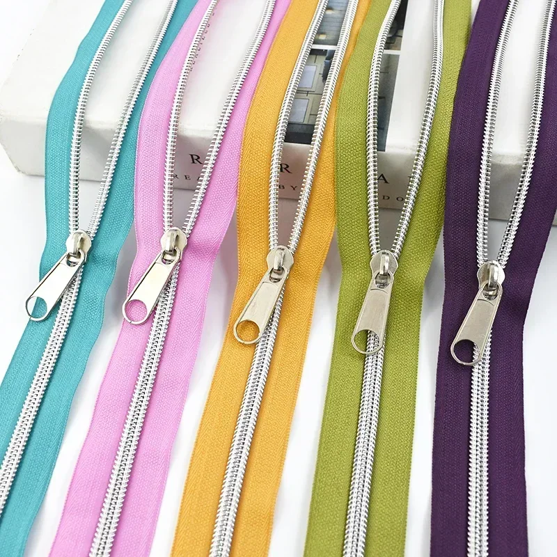 

1/2/3M 5# Nylon Zipper for Sewing +5# Zippers Slider Head Coil Roll Zips Tape Bag Pocket Pulls Repair Kit DIY Accessories