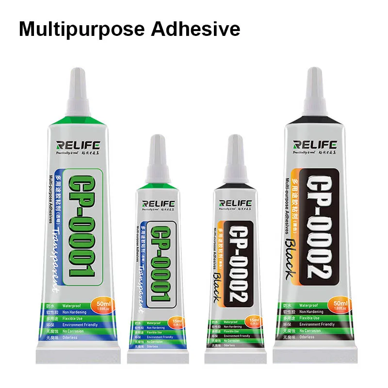 

RELIFE 15/50ML Transparent /Black Glue for Mobile Phone Repair CP-0001 CP-0002 LCD Screen Middle Frame Fast Curing Adhesive