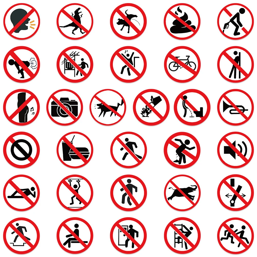 10/30/62pcs Funny Warning Stickers Danger Banning Sign Decals for Motorcycle Helmet Laptop Skateboard Vinyl Waterproof Sticker