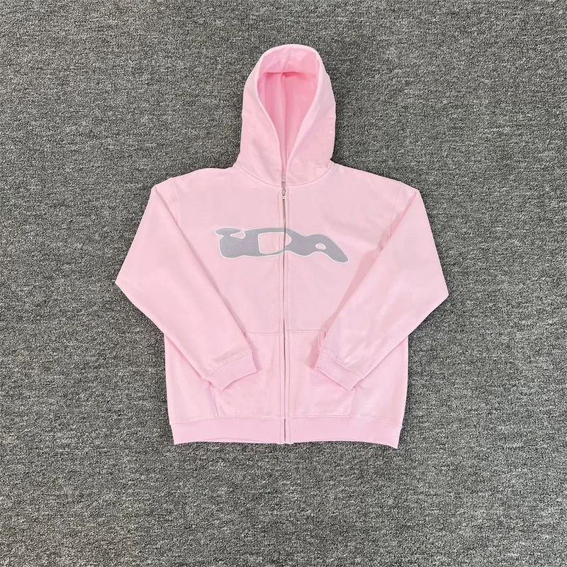 

Ida.sply Pink Hooded Sweatshirts Men Women 1:1 High Quality Towel Embroidery Patch IDA Oversized Hoodie