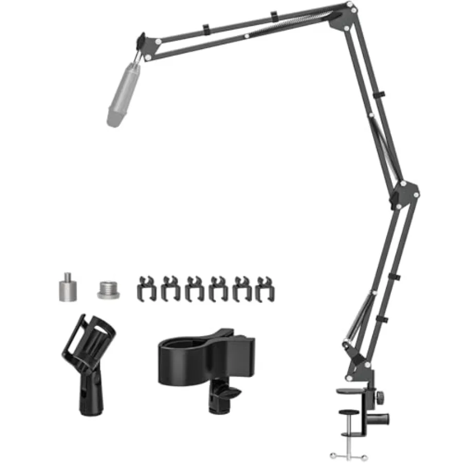 

Microphone Boom Arm Professional Desk Mic Stand with 1 4 3 8 5 8 Adapters HeavyDuty Clamp Wide Compatibility for Yeti AT2020 Po