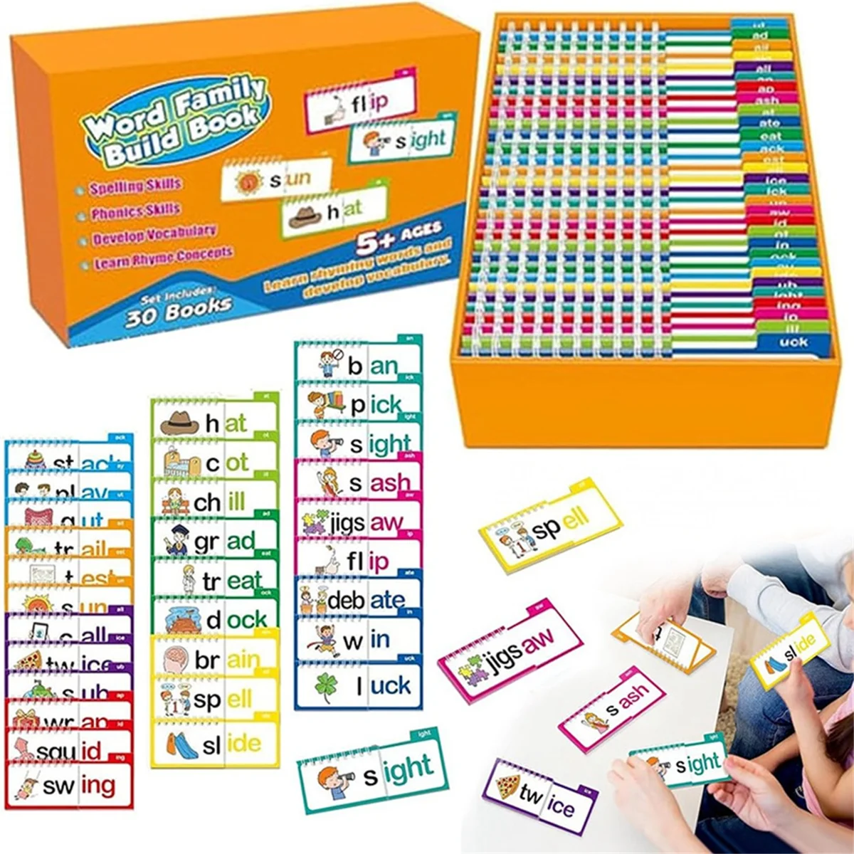 

Y34A 30 Read and Rhyme Flip Books Word Families Flash Cards Reading Flip Book Letter Educational Reading Games