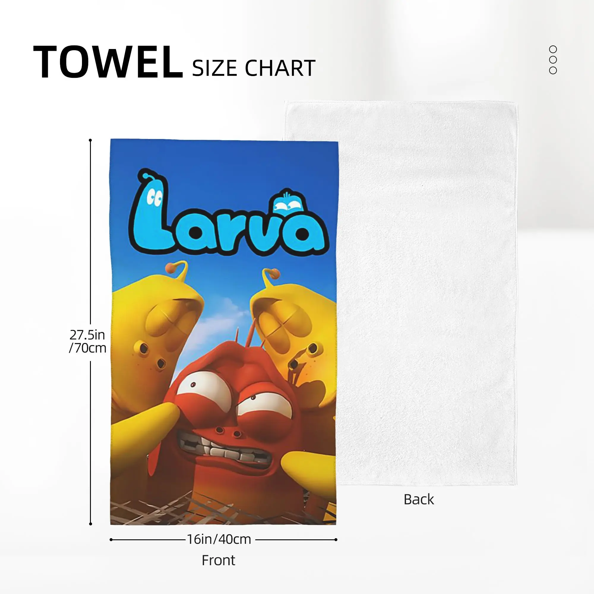 Custom Larva Yellow Red Funny Anime Soft Face Towel Quick Dry Pool Bath Cotton Towels Absorbent