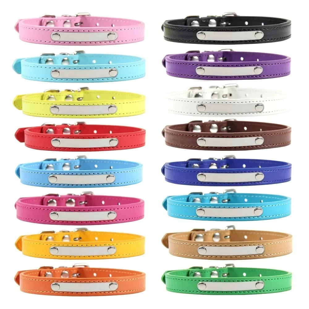 PU Leather Cat Collar Personalized Kitten Collar ID Name Engraving Pet Neck Starp For Cat Small Dog Puppy Accessories Necklace