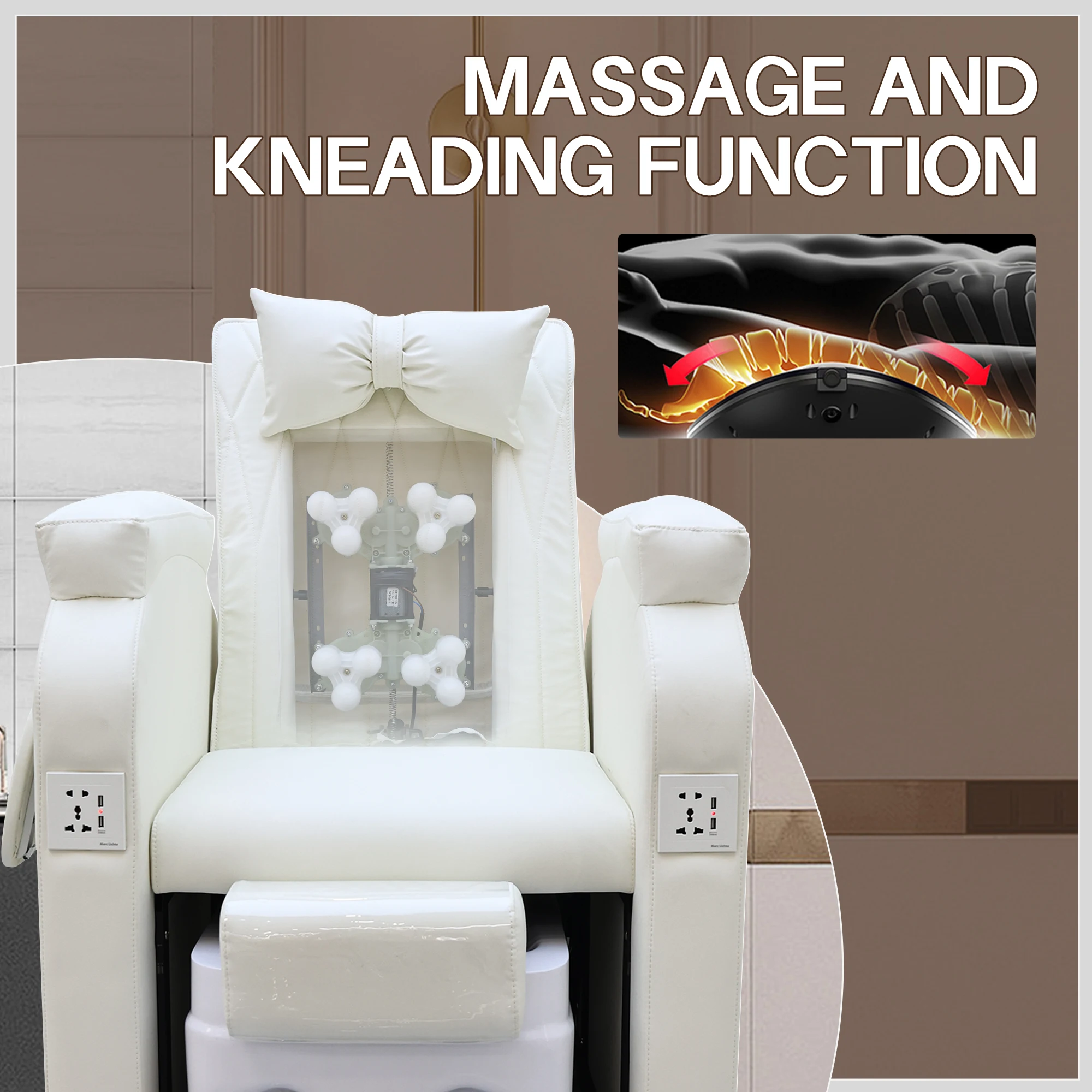 Chaise de Station de manucure, banc de pédicure, bain de pieds, Massage Spa inclinable électrique de couleur blanche