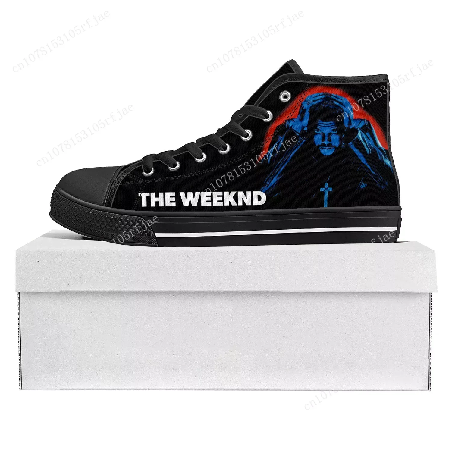 The Weeknd Singer Pop High Top Sneakers di alta qualità uomo donna adolescente Sneaker di tela Casual coppia scarpe scarpe personalizzate nero